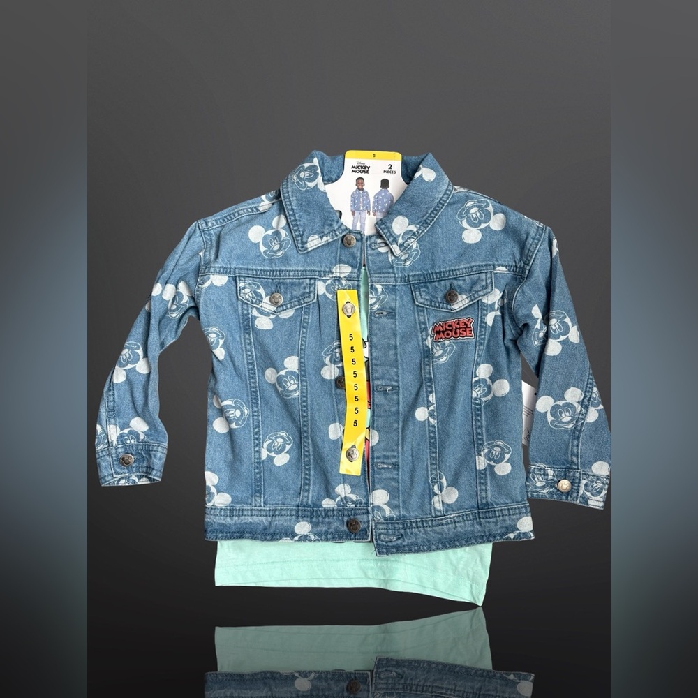 Disney Mickey Mouse Kids Denim Jacket and Tee Set Size 5